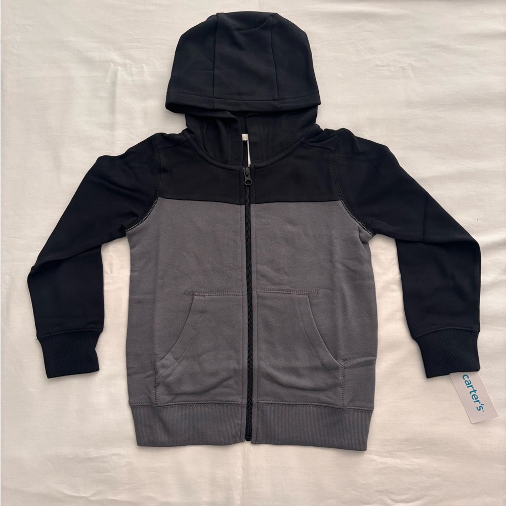 NEW Carter's Black and Dark Gray Kids Zip Up Hoodie